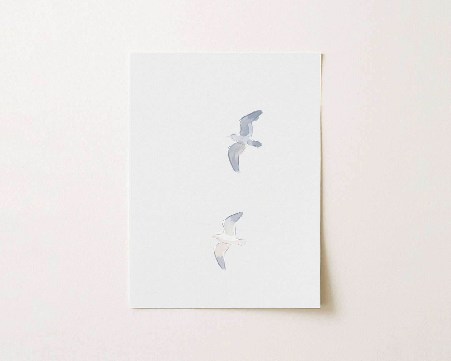 Two Seagulls Art Print Minimalist Soft Neutral Beach Wall Art (Digital Download)