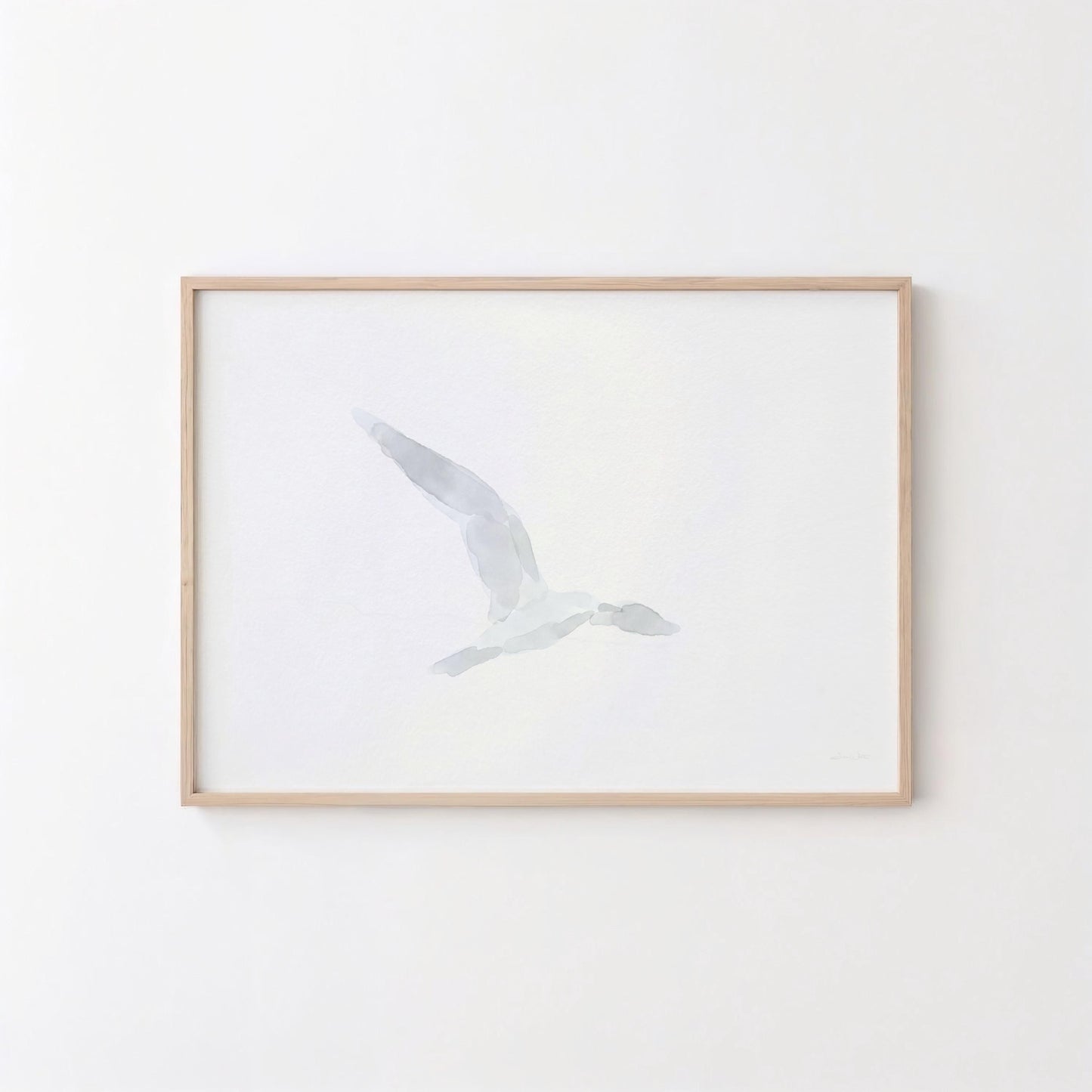 Seagull Flying Art Minimalist Neutral Watercolor (Digital Download)