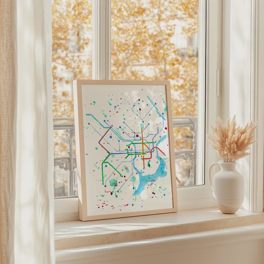 Philadelphia SEPTA Map Art Print Watercolor Painting